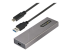 StarTech.com USB-C 10Gbps to M.2 NVMe or M.2 SATA SSD Enclosure, Tool-free M.2 PCIe/SATA NGFF SSD Enclosure, Portable Aluminum Case, USB Type-C & USB-A Host Cables, For 2230/2242/2260/2280 - Vänster vinkel